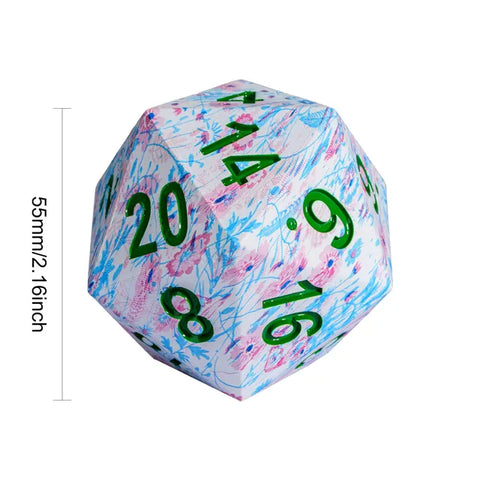 55mm D20 Floral Resin Dice Udixi