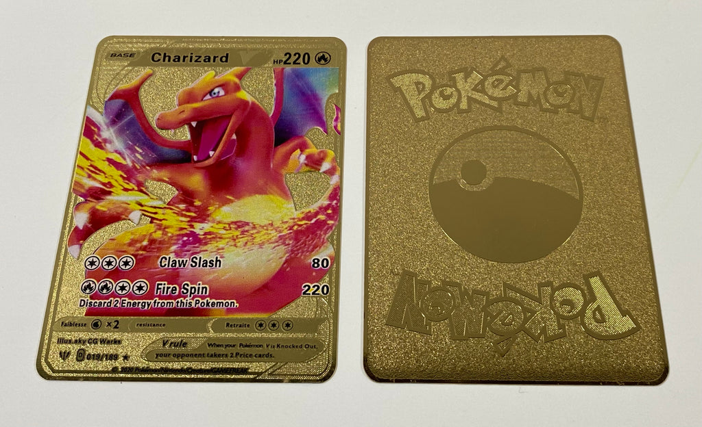 Pokemon Gold Metal Charizard Card – Radbadgergaming