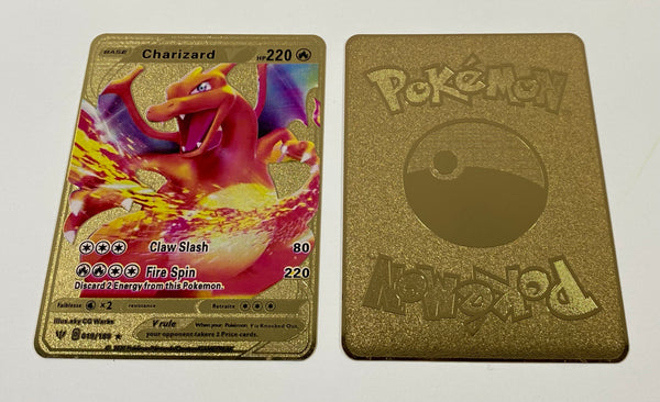 pokemon charizard gold metal card 2020 POKEON CHARIZARD VMAX GOLD METAL CARD