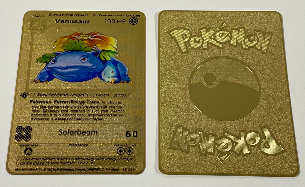 Pokemon Gold Metal Venusaur Card – Radbadgergaming